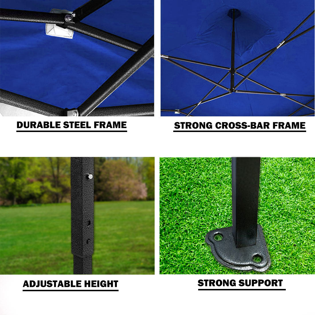 3x3m Pop-Up Gazebo with Side Wall – Blue, view 2