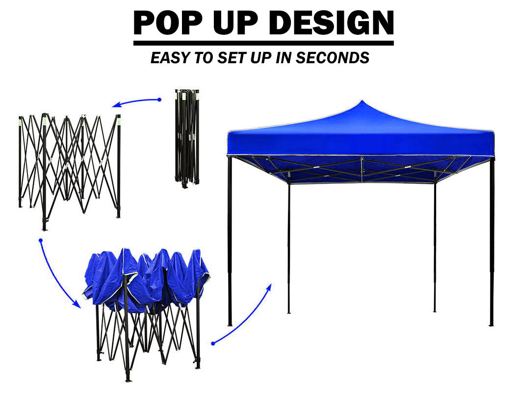 3x3m Pop-Up Gazebo with Side Wall – Blue, view 5