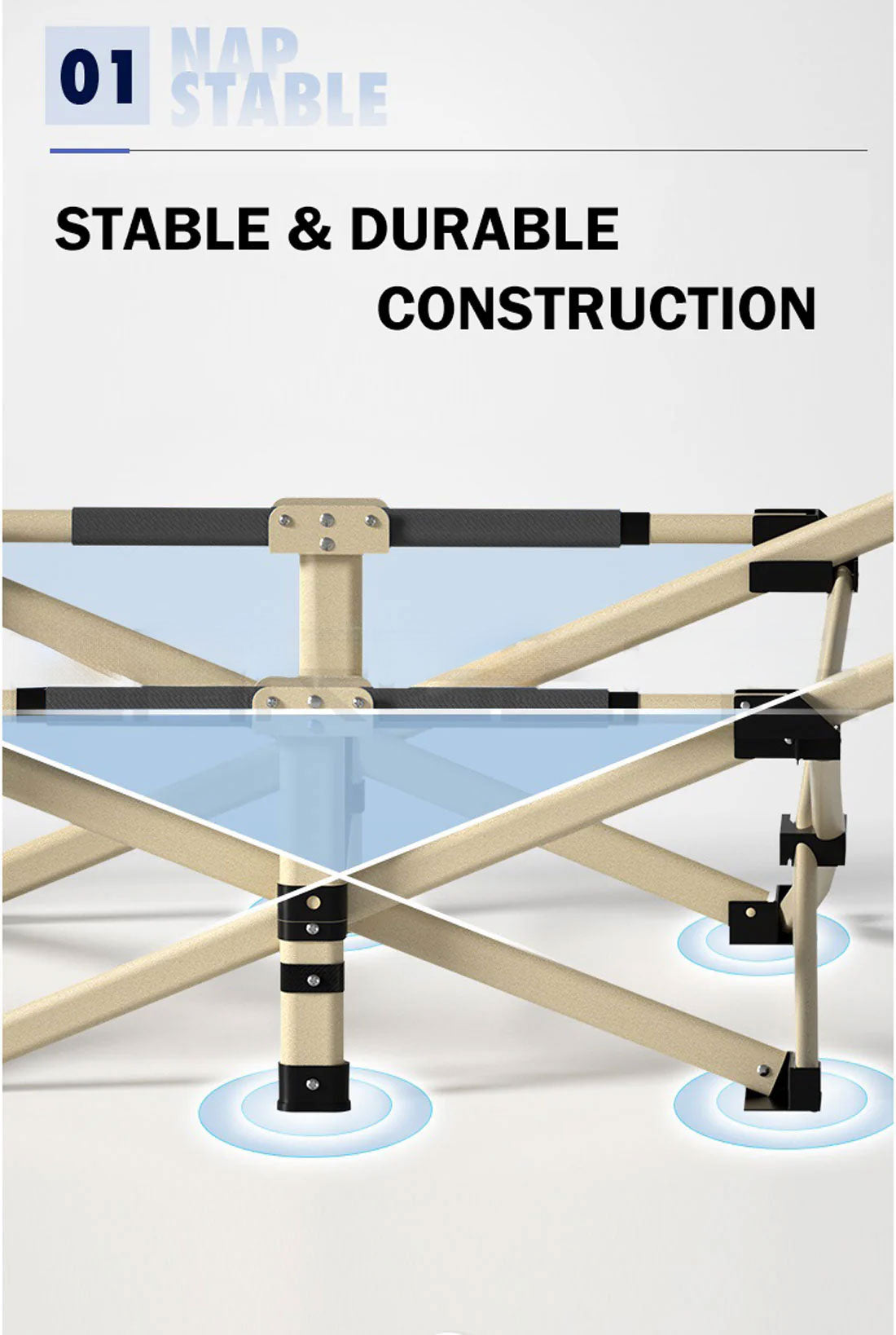 Foldable Camping Stretcher – Grey, view 3