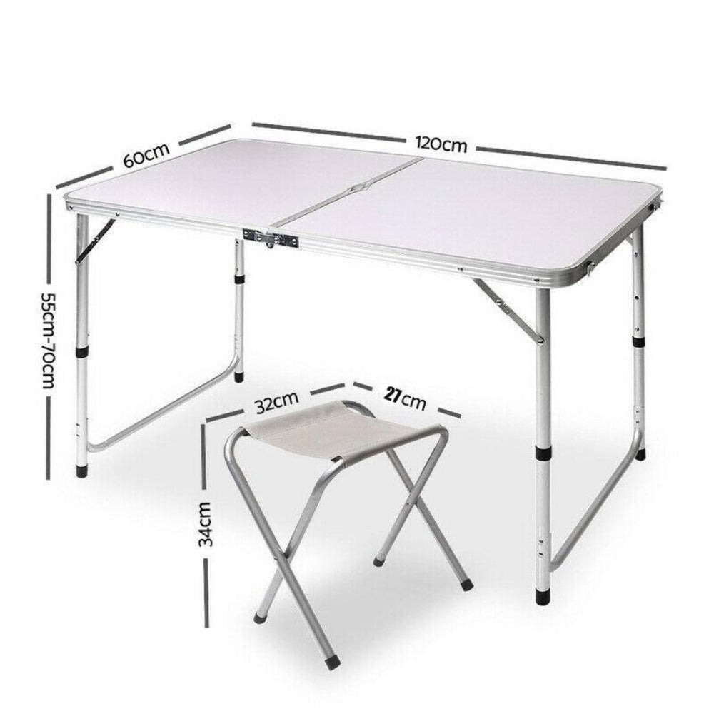 Folding Camping Table & 4-Stool Set – Aluminium, view 3
