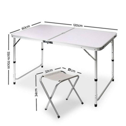 Folding Camping Table & 4-Stool Set – Aluminium, view 3
