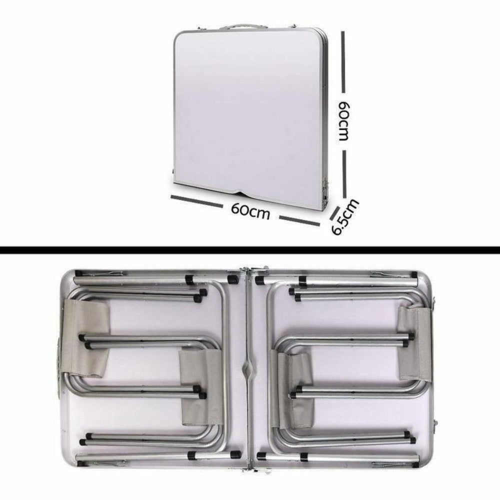 Folding Camping Table & 4-Stool Set – Aluminium, view 5