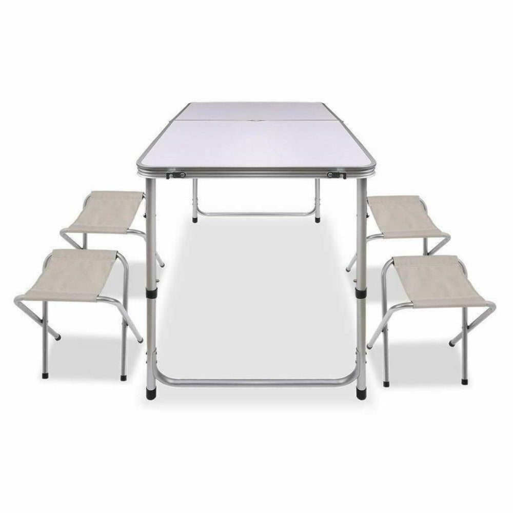 Folding Camping Table & 4-Stool Set – Aluminium, view 6