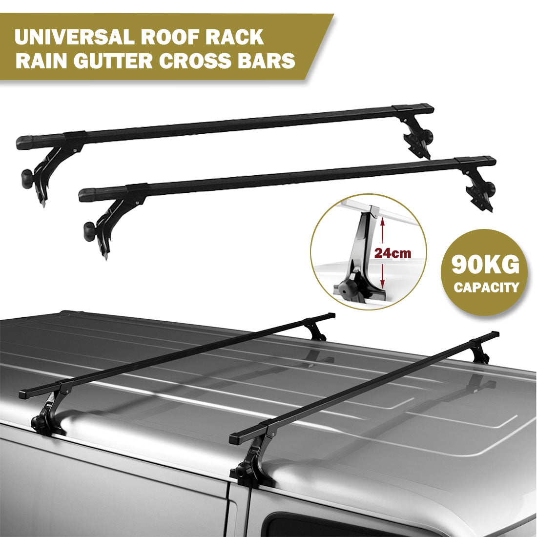 Rain Gutter Roof Rack Cross Bars – 120cm Adjustable, view 4