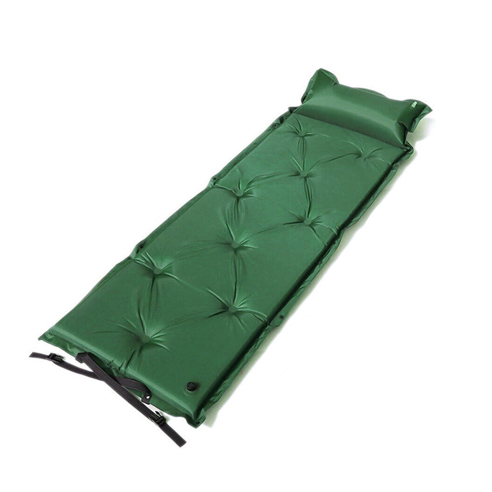 Green Self-Inflating Camping Mattress with Pillow & Carry Bag
