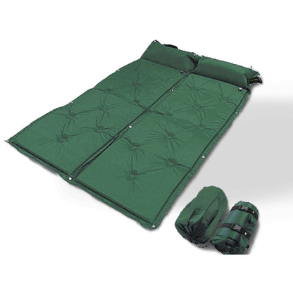 Double Self-Inflating Camping Mat with Pillow – Green