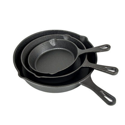 Randy & Travis 3-Piece Pre-Seasoned Cast Iron Skillet Set