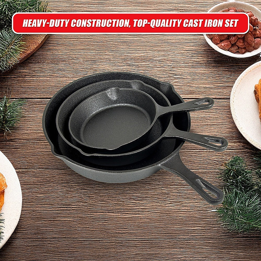 Randy & Travis 3-Piece Pre-Seasoned Cast Iron Skillet Set, view 9