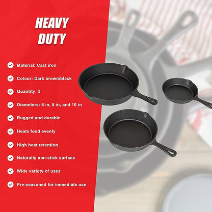 Randy & Travis 3-Piece Pre-Seasoned Cast Iron Skillet Set, view 10