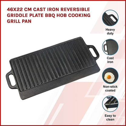 Cast Iron Reversible Griddle Plate 46 x 22cm, view 3