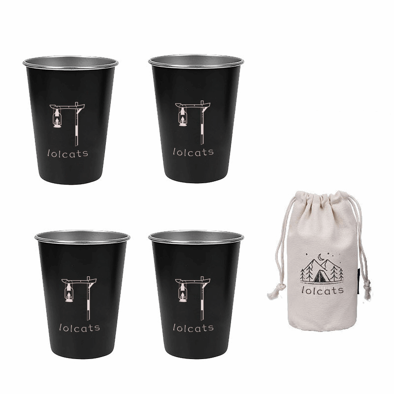 Stainless Steel Camping Cups – Set of 4, 350ml