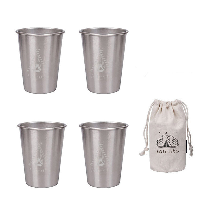 Stainless Steel Camping Cups 350ml – Set of 4