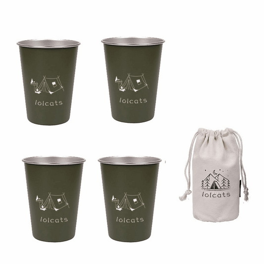 Stainless Steel Camping Cups 350ml - Set of 4