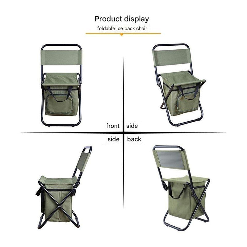 Foldable Camping Chair with Integrated 10L Insulated Cooler Bag – Black, view 2