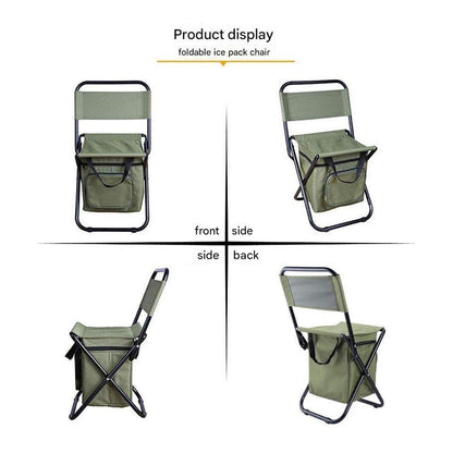 Foldable Camping Chair with Integrated 10L Insulated Cooler Bag – Black, view 2