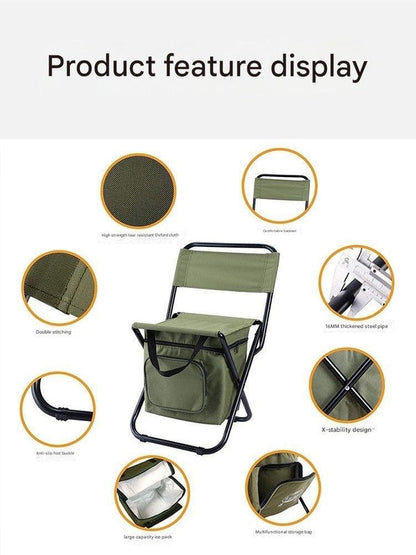 Foldable Camping Chair with Integrated 10L Insulated Cooler Bag – Black, view 3