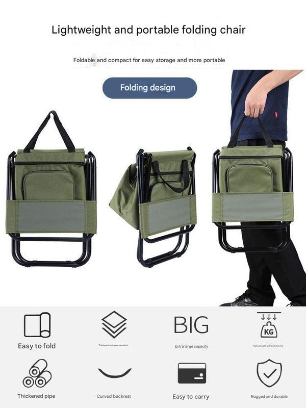 Foldable Camping Chair with Integrated 10L Insulated Cooler Bag – Black, view 4