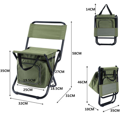 Foldable Camping Chair with Integrated 10L Insulated Cooler Bag – Black, view 5