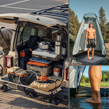 Portable Camping Shower Base - Collapsible PVC Water Containment Tray with Drain Hose, view 5