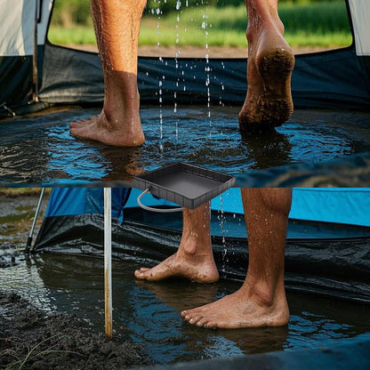 Portable Camping Shower Base - Collapsible PVC Water Containment Tray with Drain Hose, view 4