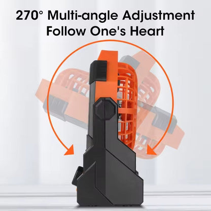 Rechargeable Camping Fan with LED Light - Black Orange, view 3