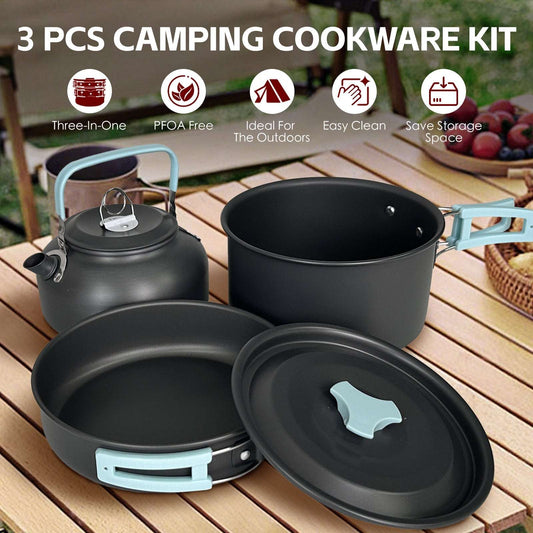 3 Piece Anodised Aluminium Camping Cookware Set