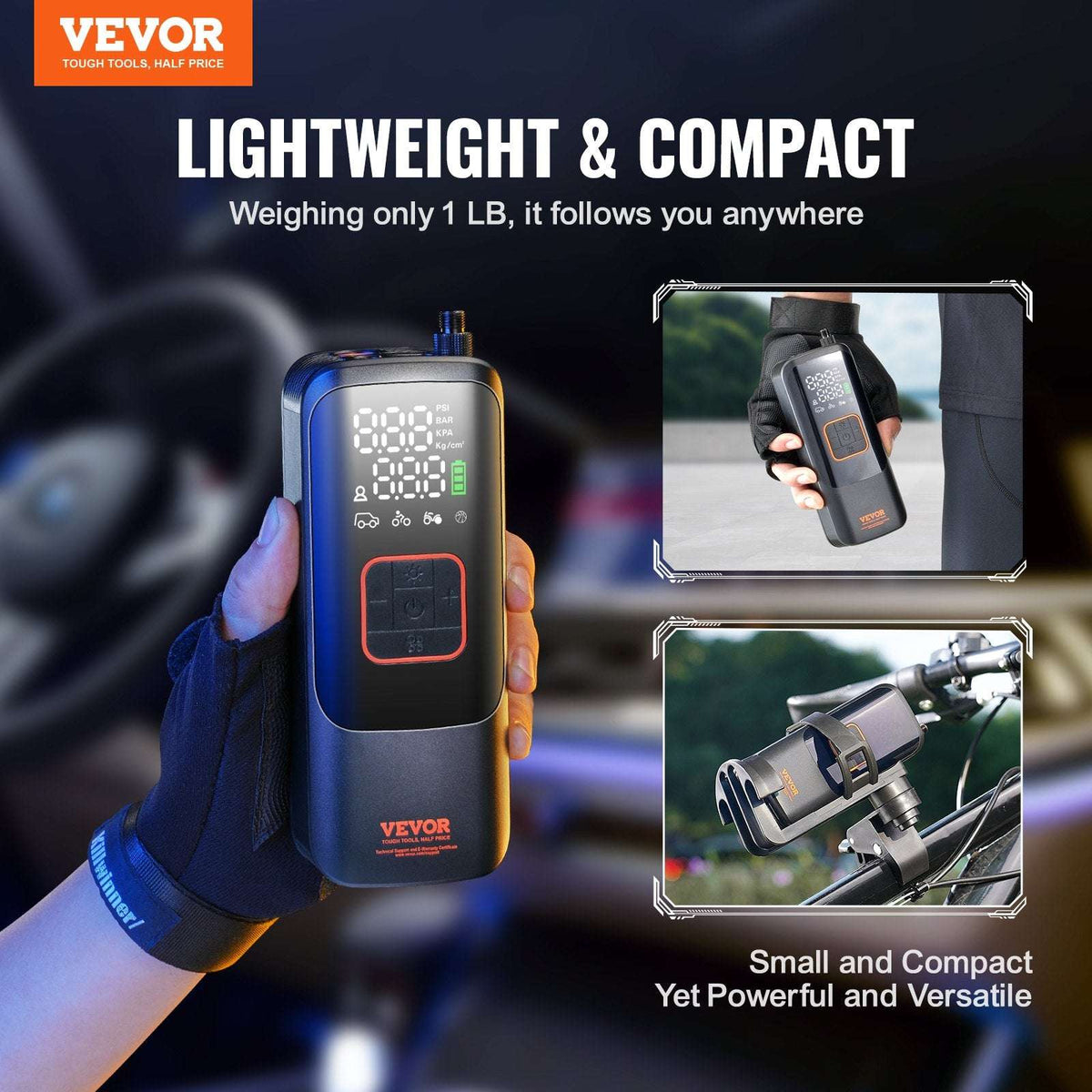 VEVOR Rechargeable Tyre Inflator 150PSI, view 2