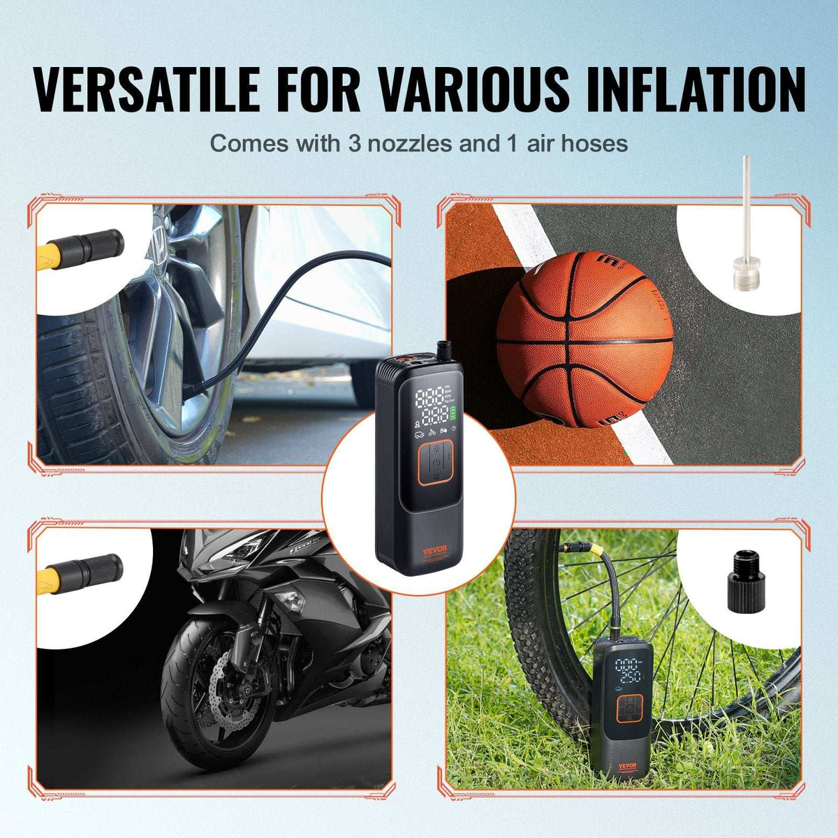 VEVOR Rechargeable Tyre Inflator 150PSI, view 5