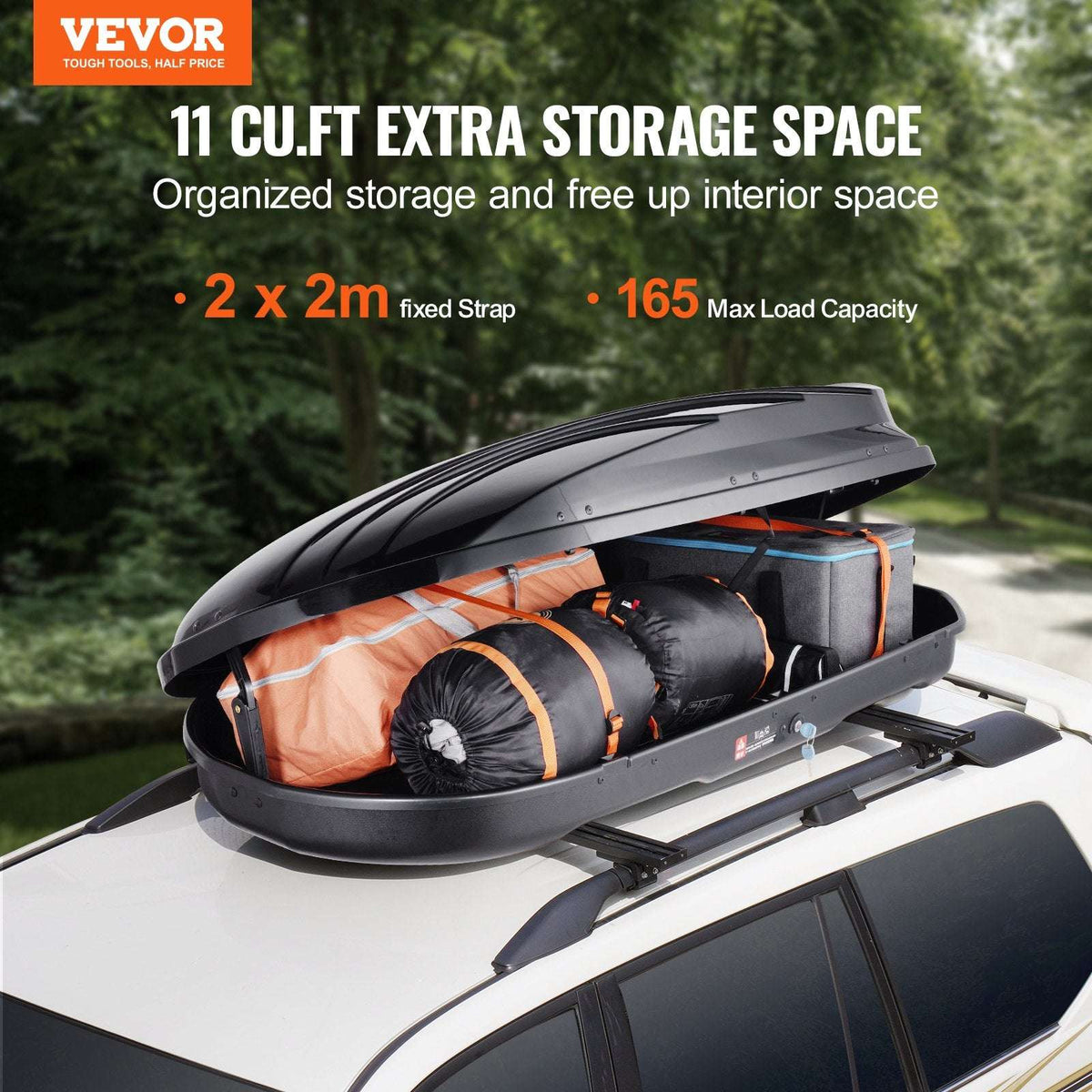 VEVOR Rooftop Cargo Box 340L ABS, view 2