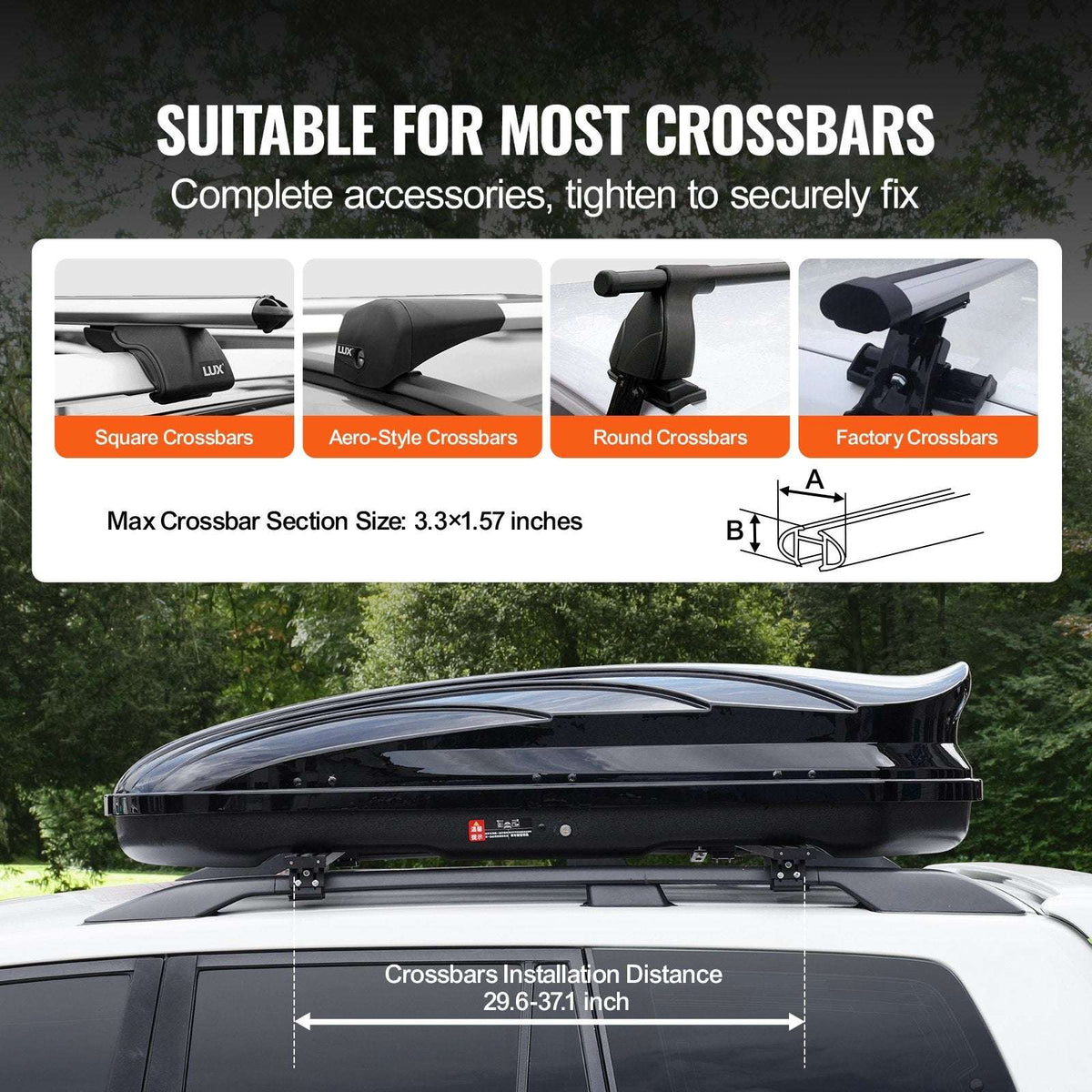 VEVOR Rooftop Cargo Box 340L ABS, view 3