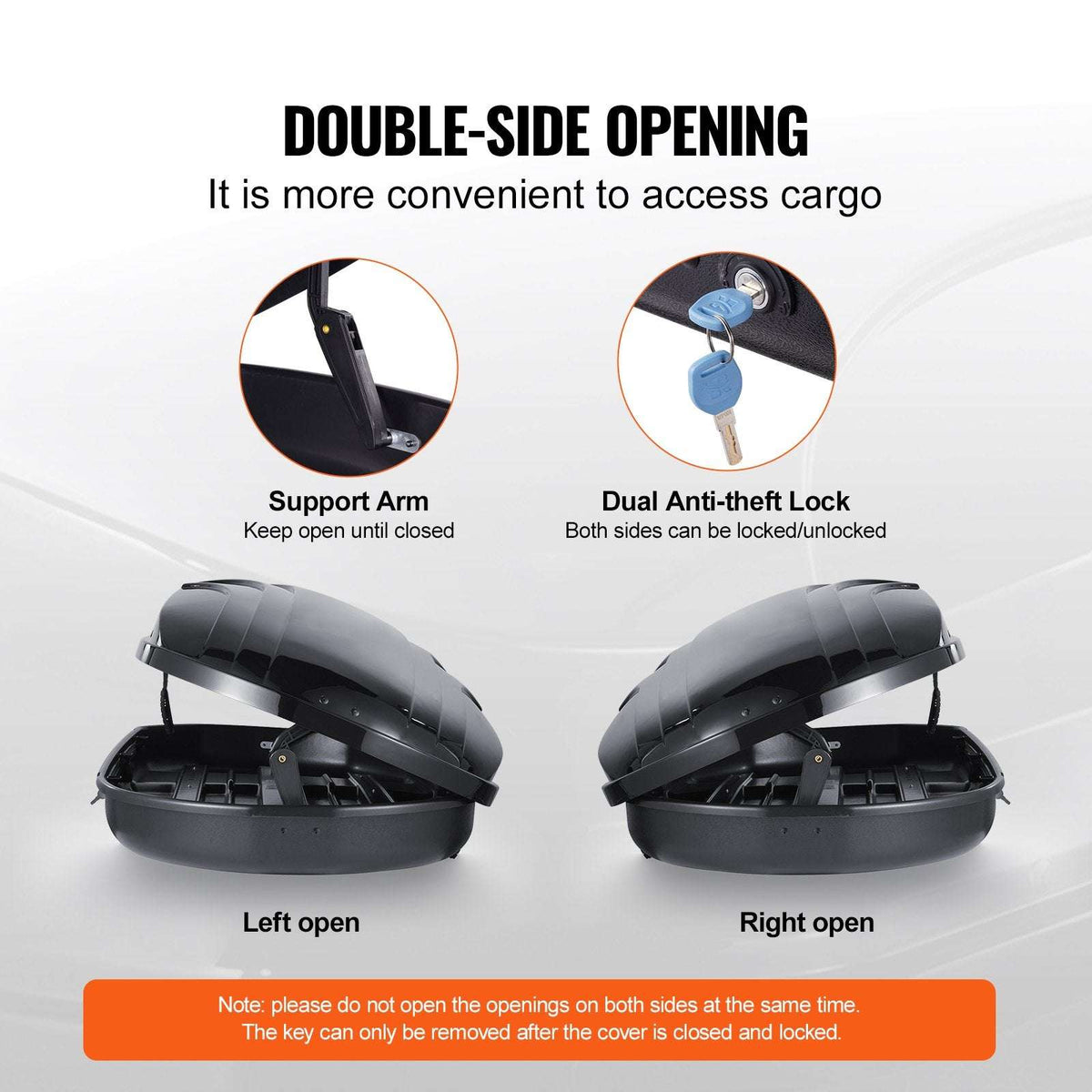 VEVOR Rooftop Cargo Box 340L ABS, view 4