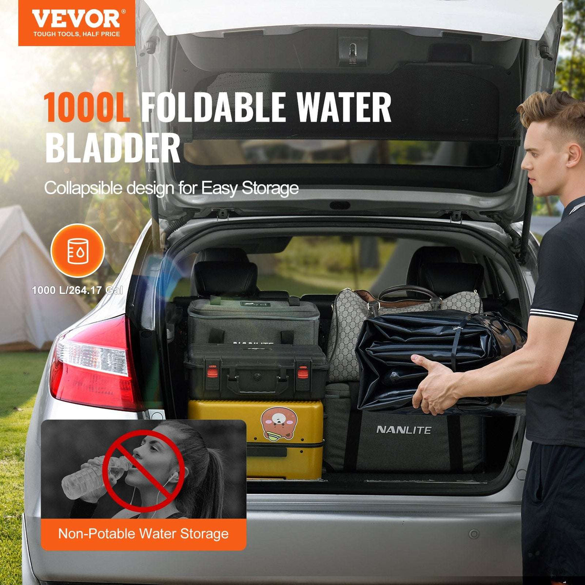 VEVOR Collapsible Water Storage Bladder 264 Gal, view 2