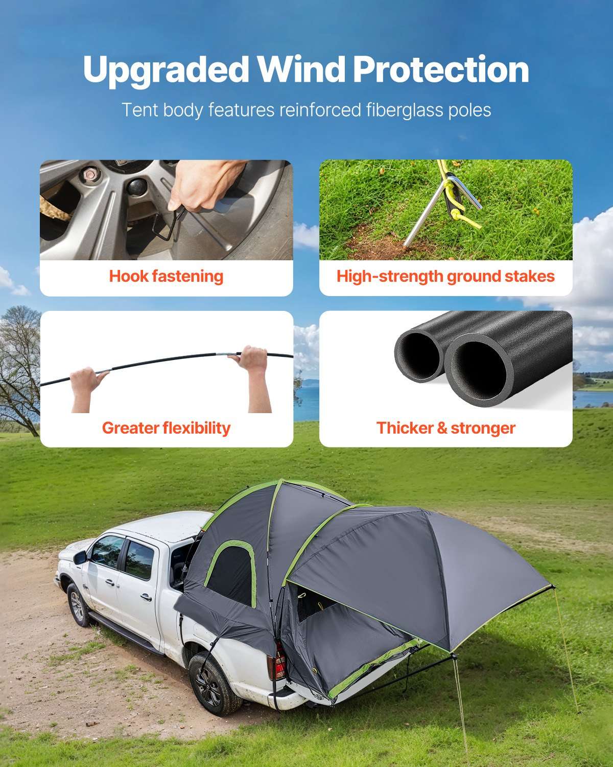 VEVOR Truck Bed Tent 8.0–8.2ft – 2-3 Person with Awning, view 4