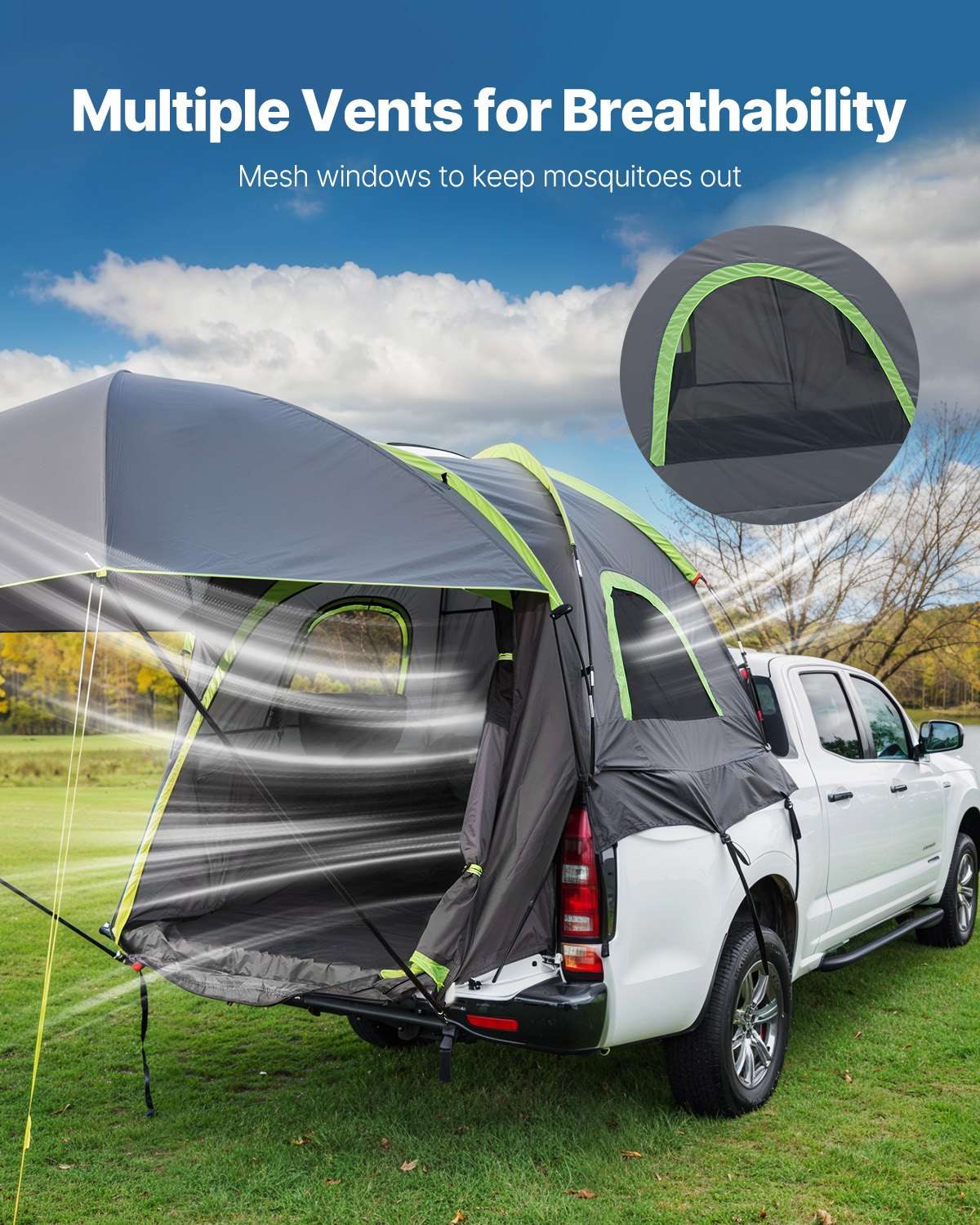 VEVOR Truck Bed Tent 8.0–8.2ft – 2-3 Person with Awning, view 7