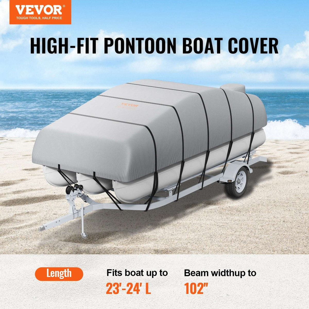 VEVOR 800D Pontoon Boat Cover – 23–24ft, view 2