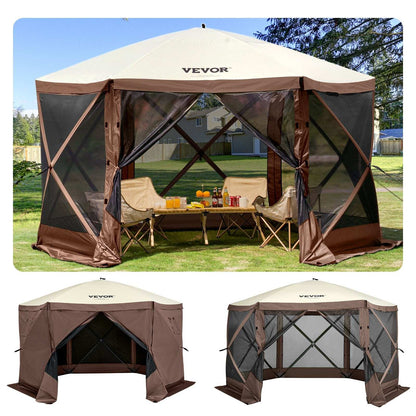 VEVOR 10x10ft Pop-Up Camping Gazebo – 6 Sided