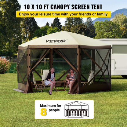 VEVOR 10x10ft Pop-Up Camping Gazebo – 6 Sided, view 2