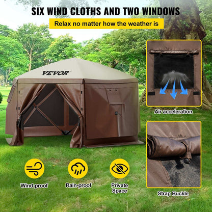 VEVOR 10x10ft Pop-Up Camping Gazebo – 6 Sided, view 3