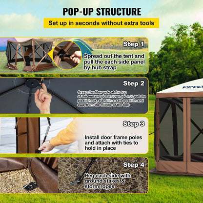 VEVOR 10x10ft Pop-Up Camping Gazebo – 6 Sided, view 4