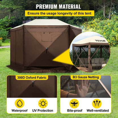 VEVOR 10x10ft Pop-Up Camping Gazebo – 6 Sided, view 5