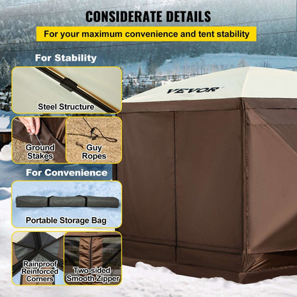 VEVOR 10x10ft Pop-Up Camping Gazebo – 6 Sided, view 6