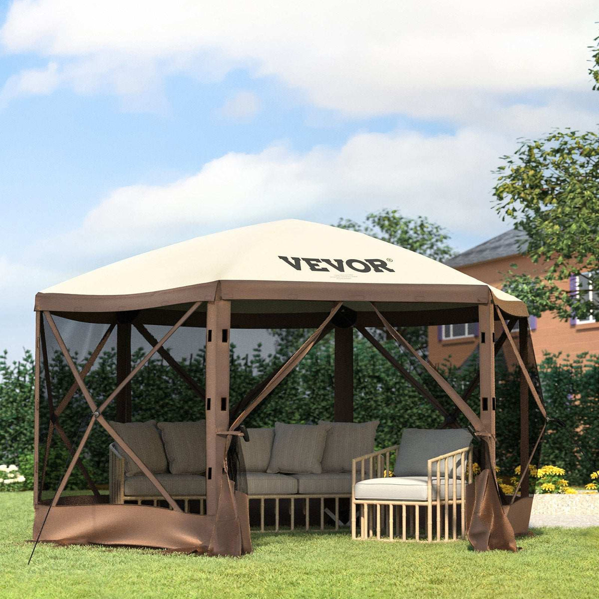 VEVOR 10x10ft Pop-Up Camping Gazebo – 6 Sided, view 8
