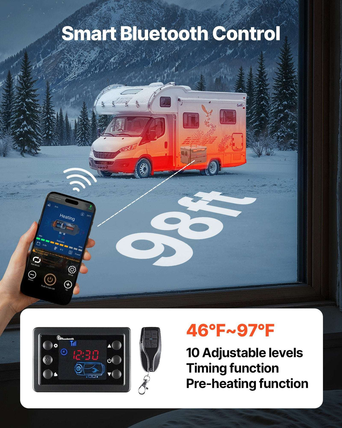 8KW Portable Diesel Air Heater with Bluetooth Control, view 5