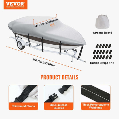 VEVOR 600D Boat Cover for 23–24 ft V-Hull, view 7