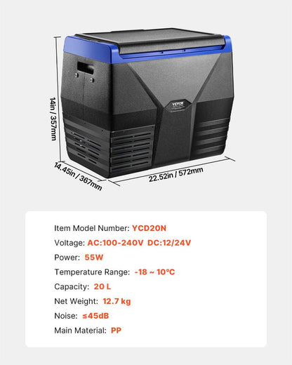 VEVOR 20L Portable Compressor Fridge Freezer, view 7
