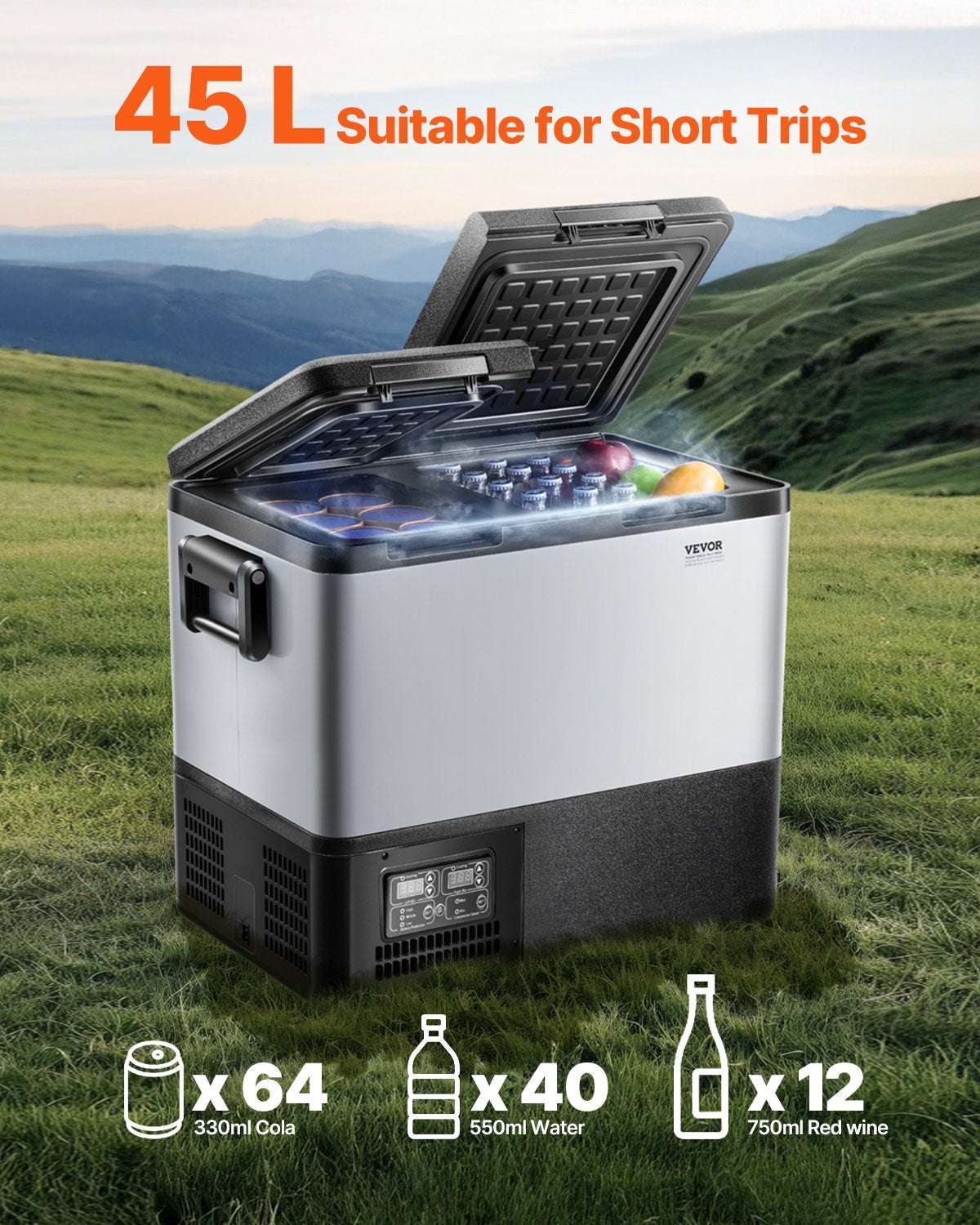 VEVOR 45L Dual-Zone Compressor Fridge Freezer – Portable Car & Camp, view 2
