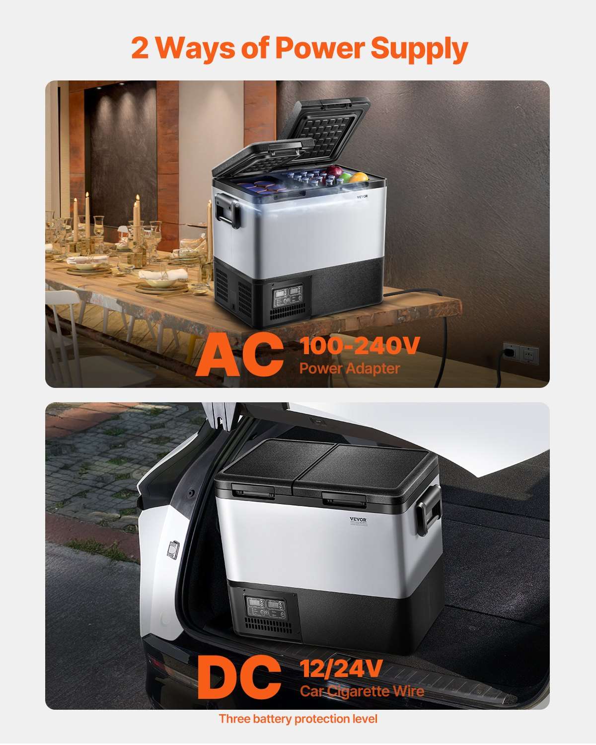 VEVOR 45L Dual-Zone Compressor Fridge Freezer – Portable Car & Camp, view 6