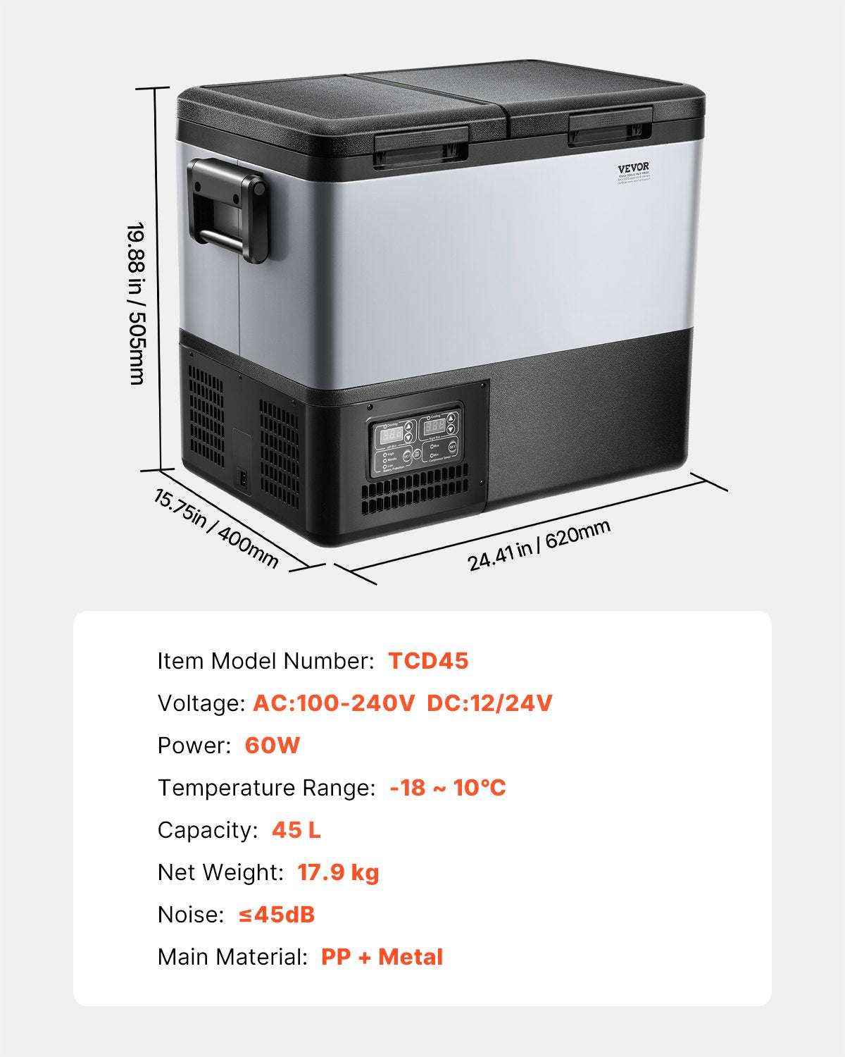 VEVOR 45L Dual-Zone Compressor Fridge Freezer – Portable Car & Camp, view 7