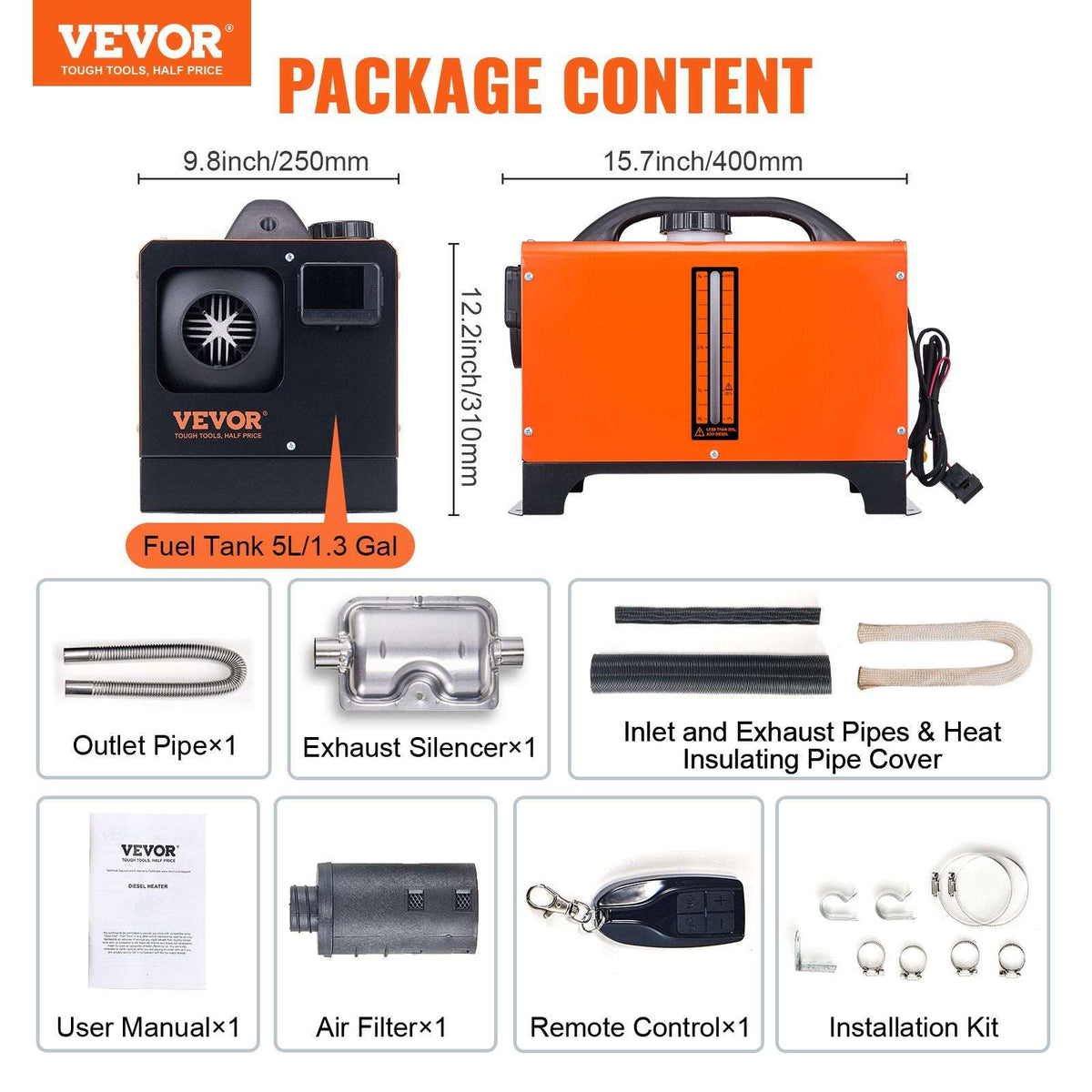 12V 5KW Diesel Air Heater – Portable with LCD & Remote, view 7