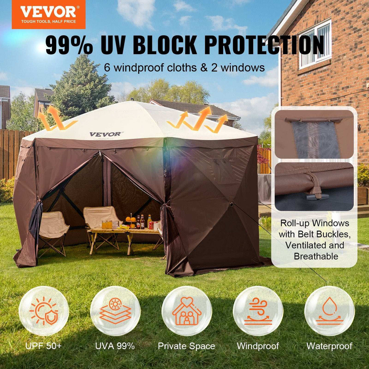 Pop-Up Screen Gazebo 11.5x11.5ft – 6 Sided with Mosquito Mesh, view 2